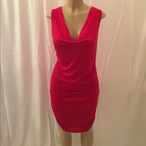 Red Cowl Neck Dress